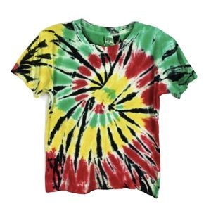 New Sunset Glow Tie-Dye Crop Top T-Shirt | XS